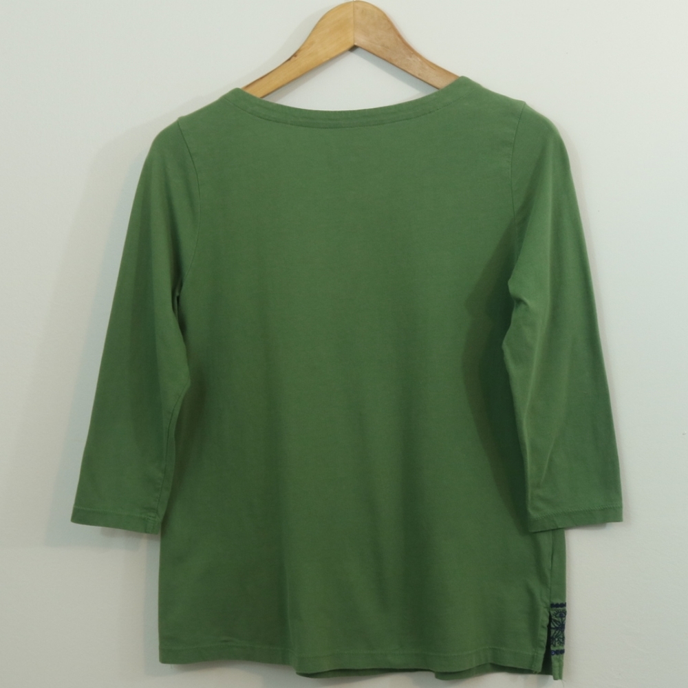 Kim Rogers Cotton Green Sequin Embroidered Top - Picture 5 of 9